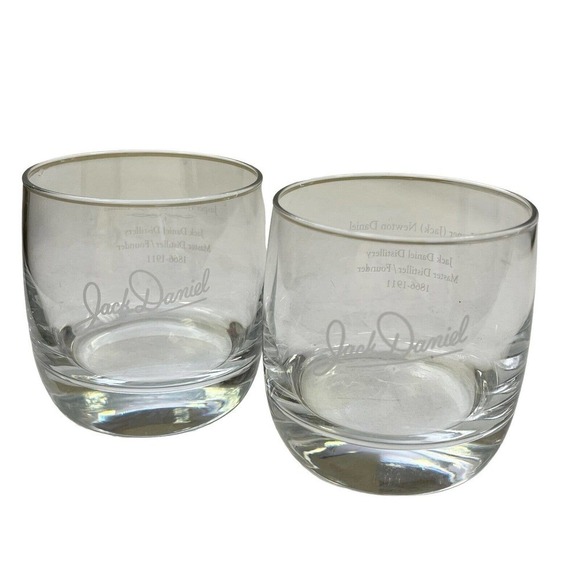 Set of 2 Jack Daniels Signature Glass Rocks Round Tumblers Whiskey Lowball - Picture 2 of 5